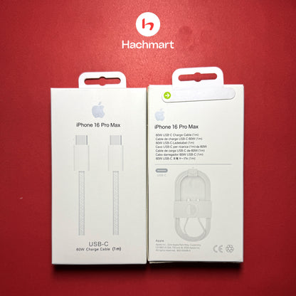 Phone 16 Pro Max 60W Type C To C PD Fast Charging Nylon Cable (1 Meter)